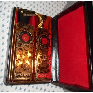 Vintage Imperial Del Oro Russian Leather Aftershave & Cologne Set 27 Karat Gold